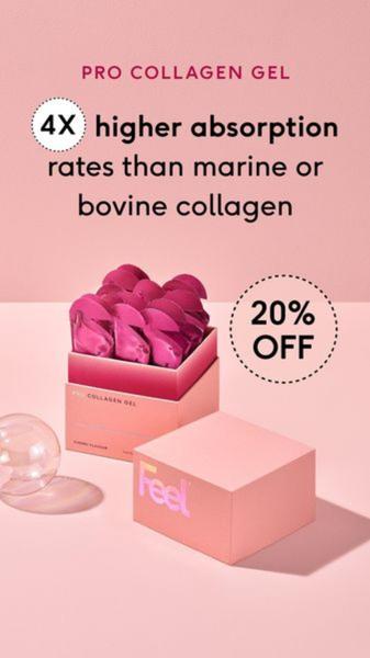 A clean, color-blocked 9:16 ad featuring the product packaging with a clear call-out of its 4X absorption benefit and a 20% discount offer.